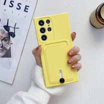 Mantto Phone Case for Samsung Galaxy A32 4G with Card Holder Soft Liquid Silicone Credit Card Slot Holder Shockproof Anti-Scratch TPU Rubber Protective Wallet Slim Cover for Women Men, Yellow