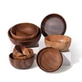 thumbnail image 2 of Xiao Hua Wooden Salad Bowl 4.33 * 2.36 inches 1 piece - Round fruit bowl, natural wood grain kitchen solid wood bowl, farmhouse rural dining table decoration, 2 of 3