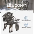 thumbnail image 4 of SOCIALCOMFY 2 Piece Outdoor Bistro Dining Chairs, Cast Aluminum Dining Chair Set, Patio Bistro Chairs with Khaki Cushins for Balcony, Backyard, Garden, 4 of 7