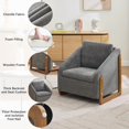 thumbnail image 4 of iooHug Mid-Century Chenille Upholstered Accent Chair, 250lbs Arm Chair with Wooden Frame for Living Room, Bedroom（Gray）, 4 of 7