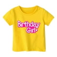 thumbnail image 3 of MIXUE Toddler Girls Tops & T-Shirts Kids Children Birthday Letter Print Round Neck Short Sleeve Party Tops Pullover Tshirts Outwear,Yellow,6-7 Years, 3 of 3