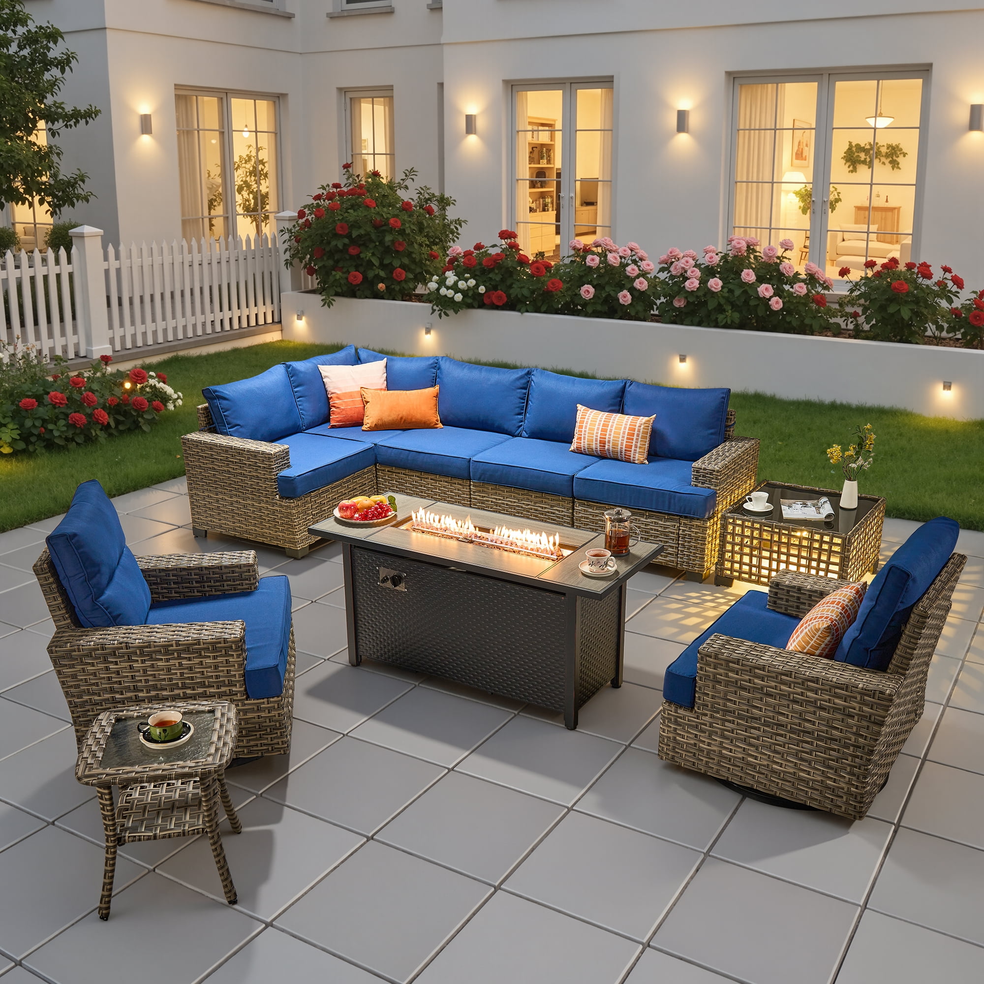 カリフォルニアインテリア ビーチクルーザー&ナンバープレート 3点セット NICESOUL® 9pc Outdoor Aluminum Furniture with 43