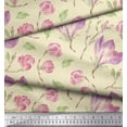 thumbnail image 2 of Soimoi White polyester Crepe Fabric Leaves & Magnolia Floral Print Fabric by the Yard 42 Inch Wide, 2 of 3