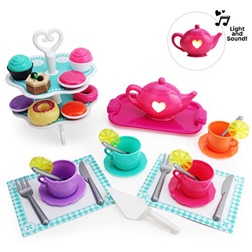 plastic tea set with tray