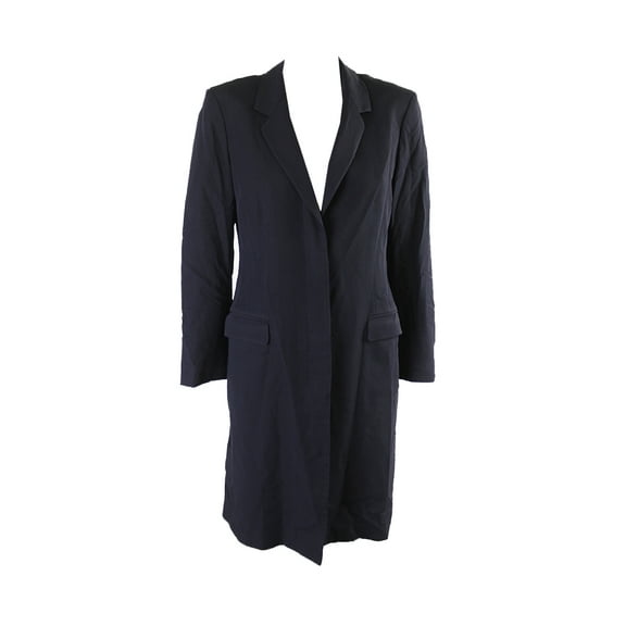 Calvin Klein Womens Navy Notch Collar Coat S