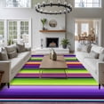 thumbnail image 3 of Abstract Large Area Rugs 8x10 ft Colorful Mexican Stripes Purple Green Farmhouse Washable Rug Non Slip Indoor Carpet Absorbent Floor Mat for Living Room Bedroom Dining Room, 3 of 9