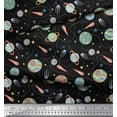 thumbnail image 2 of Soimoi Black Cotton Duck Fabric Planet & Stars Galaxy Printed Fabric 1 Yard 56 Inch Wide, 2 of 3