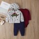 thumbnail image 4 of 3PCS Infant Baby Boy Girl Clothes Set 2020 Spring Fall Animals Floral Warm Hooded Coat+Romper+Pants Newborn Baby Clothing Outfit, 4 of 5