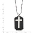 thumbnail image 4 of Chisel Stainless Steel Polished Black IP-plated 2 Piece Cross Dog Tag on a Ball Chain Necklace - 24", 4 of 7