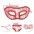 thumbnail image 3 of Unique Bargains 1 Pc Lace Half Face Party Mask for Masquerade Party Red, 3 of 5