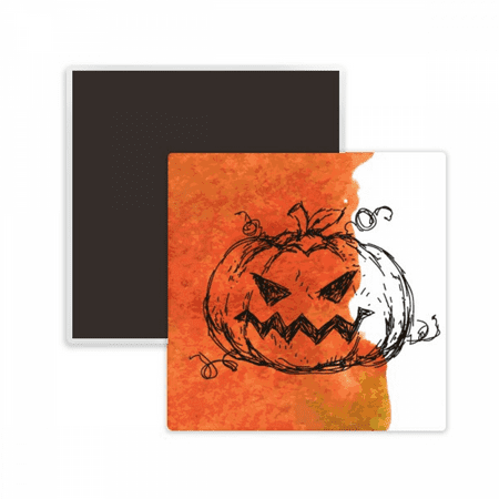 

Hand Painted Pumpkin Of Halloween Square Ceracs Fridge Magnet Keepsake Memento