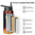 thumbnail image 2 of 18oz Insulated Water Bottle with Straw & Cleaning Brush, Wide Mouth Stainless Steel Flask, Flame Print, 2 of 5
