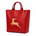 thumbnail image 2 of Christmas Reindeer Tote Bag for Women, Red Holiday Handbag with Gold Deer and Star Print, Large Festive Everyday Carry Bag, Spacious Canvas Shopping Tote with Double Handles, 2 of 6