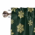 thumbnail image 5 of Gold Snowflakes Kitchen Curtains and Valances Set, Christmas Winter Snowfall Dark Green Theme Rod Pocket Window Valance Window Curtain Panels for Living Room Bedroom Laundry, 27.5x36in, 3 Pieces, 5 of 7