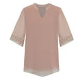 thumbnail image 6 of Chiffon Dressy Tops for Women V Neck 1/2 Length Bell Sleeve Business Casual Blouses Lightweight Flowy Shirts (X-Large, Pink), 6 of 7