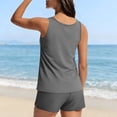 thumbnail image 5 of Women's Solid Color Loose Fit Drawstring Swimsuit with Chest Cushion and Split Leg Design, 5 of 6