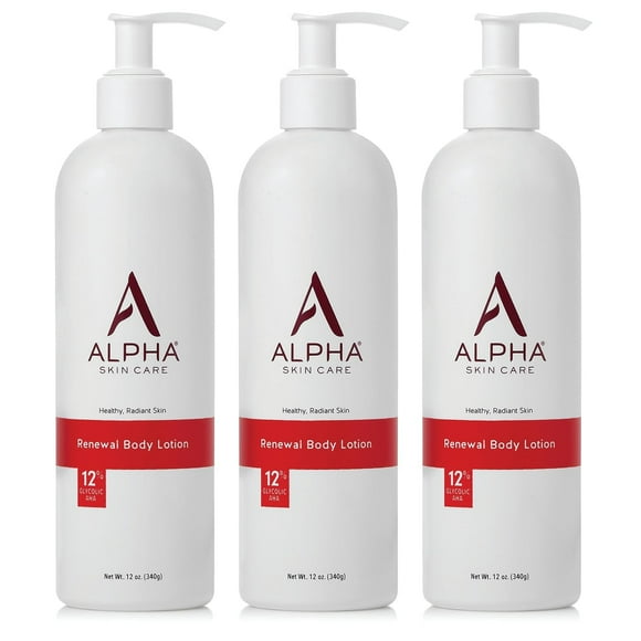 Alpha Skin Care Revitalizing Body Lotion, 12% Glycolic AHA, Simple & Effective Daily Moisturizer Hydroxy Acid, Hydrates & Exfoliates for Soft, Smooth Skin, Anti-Aging, 12 Oz, Pack