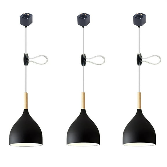 JLOWCO 3 Pack Adjustable Height H Type Track Lighting Pendants Ceiling Lights for Dining Room Industrial Black Ceiling Light Pendant Lights Kitchen Island (LED Bulb Include)