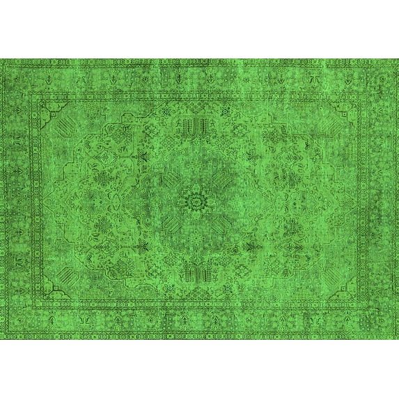 Ahgly Company Indoor Rectangle Oriental Green Industrial Area Rugs, 7' x 9'