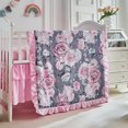 thumbnail image 2 of Juego de ropa de cuna UOZZI BEDDING Floral Rosa Gris 3 piezas, 2 of 9