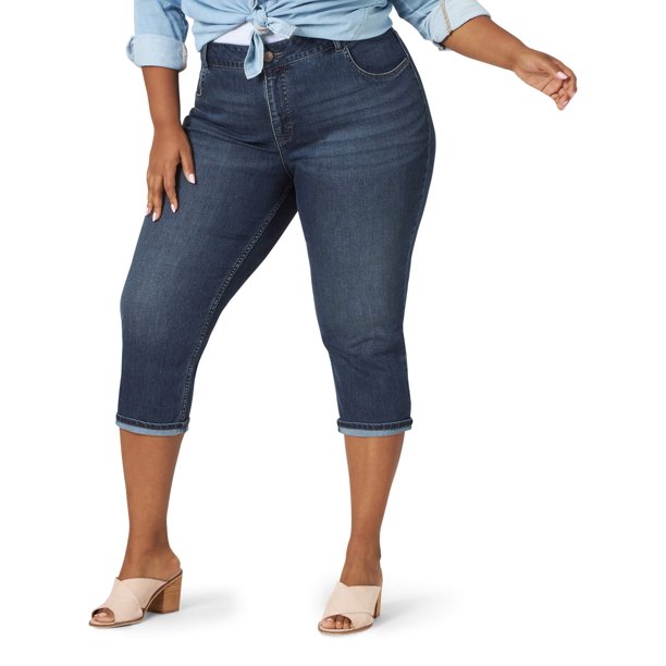 Lee Riders Women's Plus Size Mid Rise Cuffed Capri