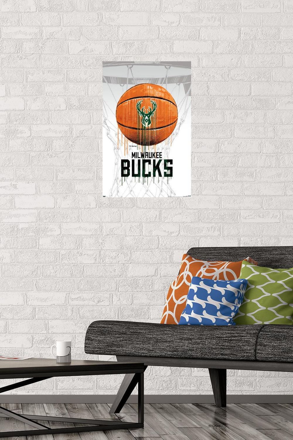 NBA Milwaukee Bucks - Drip Ball 20 Wall Poster, 22.375" x 34" Framed