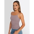 thumbnail image 4 of Womens Adjustable Camisole Sleeveless Square Neck Spaghetti Strap Tank Tops Basic Shirt Gray Pink S, 4 of 8