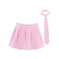 thumbnail image 2 of Eandarui Womens Plaid Pleated Mini Skater Skirt with Necktie High Waisted School Skirt Outfits Pink XXL, 2 of 6