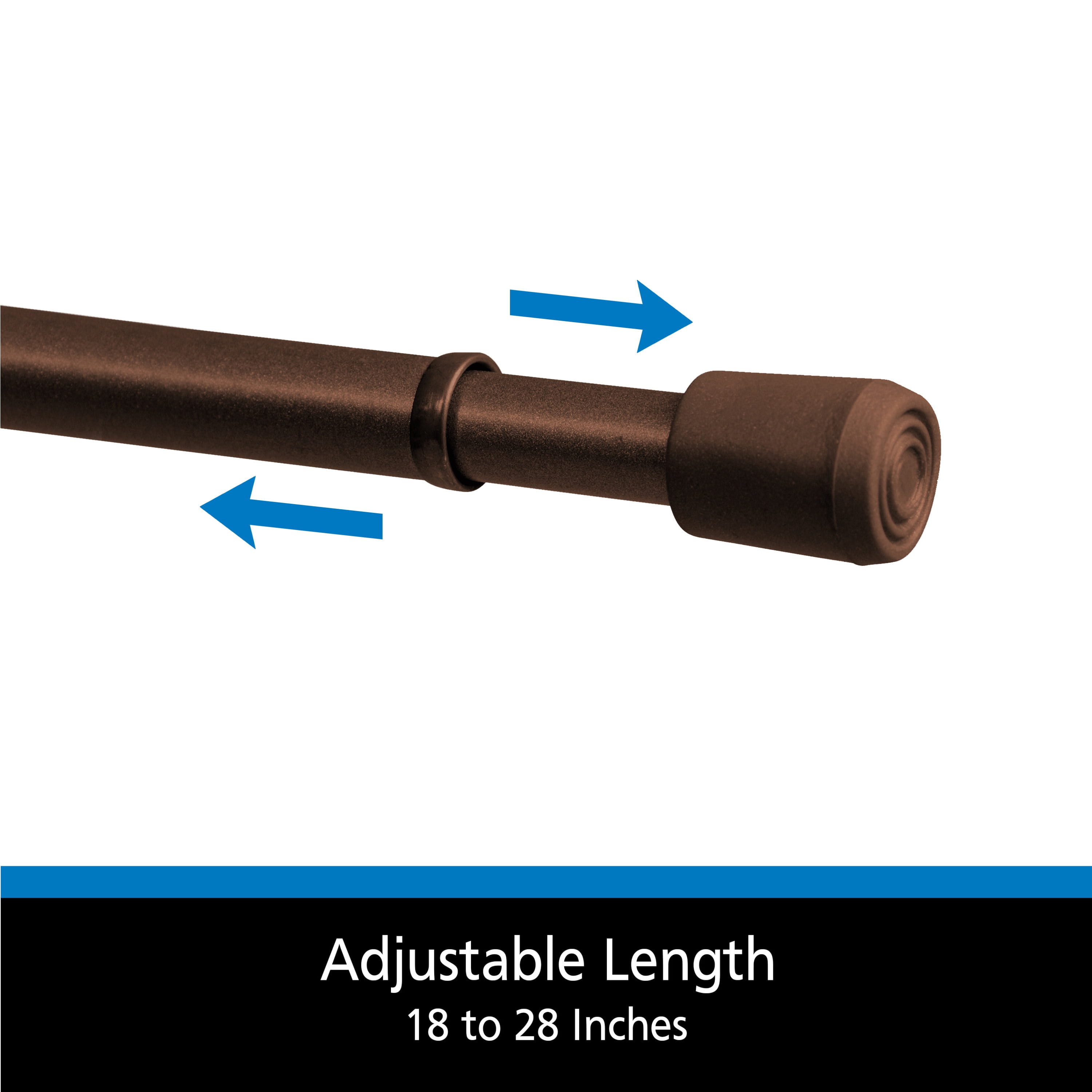 Mainstays 7/16" Adjustable Spring Tension Curtain Rod, 18-28", Chocolate