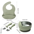 thumbnail image 3 of Guodhu Feeding Set with Suction Plate, Bowl, Silicone Spoon Fork & Bib, Non Slip Dinnerware for Self Feeding, Green(Army Green), 3 of 6