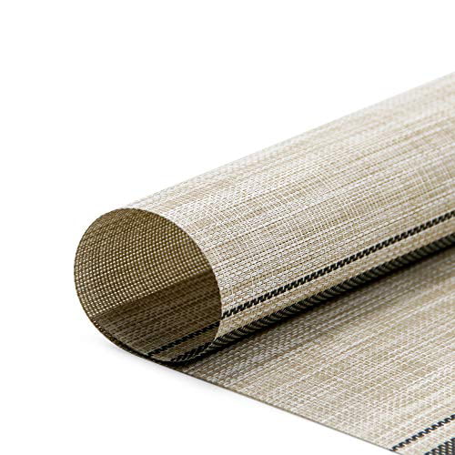 JJ JUJIN Placemats Set of 8 Non-Slip Washable PVC Heat Resistant Table Mats for Dining Table Beige