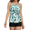 thumbnail image 1 of Charmo Womens Tankini Bath Suits Tummy Control Halter Two Piece Swimsuit with Belt, 1 of 7