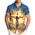 thumbnail image 2 of Xcmzpl Big and Tall Camp Collar Shirts for Men Rolled up Short Sleeve Button Down Shirts Funny Print Summer Beach Shirt Tops Yellow L, 2 of 6