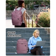 WANDF 18 Carry on Travel Backpack with Clear Toiletry Bag,30L Airline Approved Personal Item Bag 18x14x8 with USB Port, Laptop Backpack Casual Daypack for Weekender Business(Pink)
