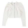 thumbnail image 2 of INC Blouse en Denim à Fermeture Éclair pour Femmes, Blanc, Moyen, 2 of 2