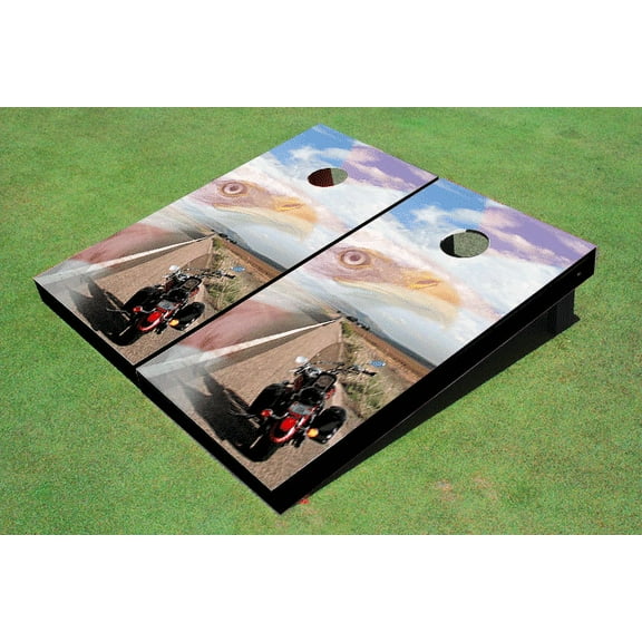 Biker With Eagle Themed Cornhole Boards