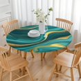 thumbnail image 3 of Teal Gold Marble Pattern Round Fitted Tablecloth with Elastic Edge,Dining Table Cover Waterproof,Outdoor Round Tablecloth for Camping,Dining,Indoor and Outdoor, 3 of 7