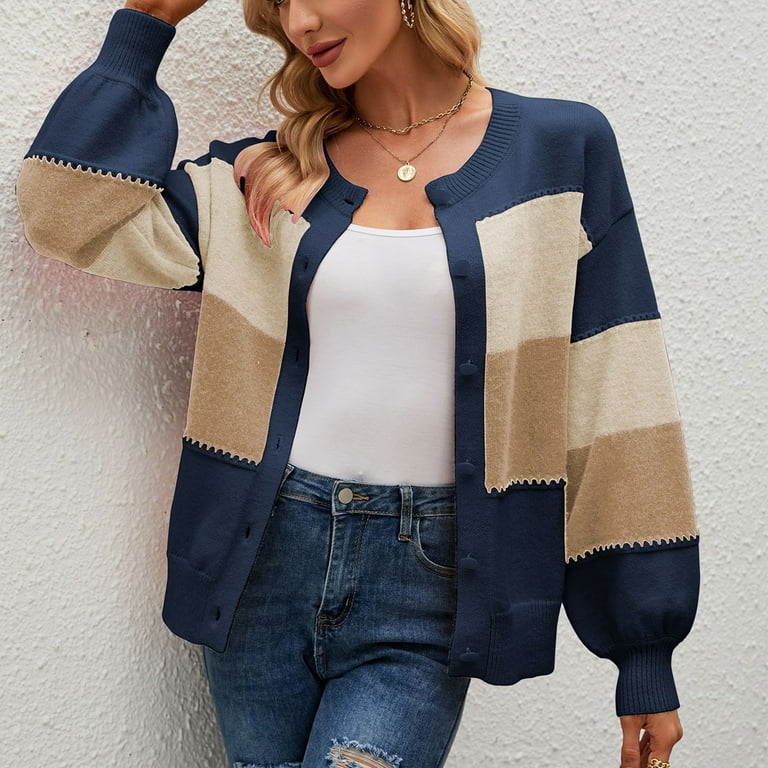 Casual O-Neck Striped Stitching Pullover Sweater