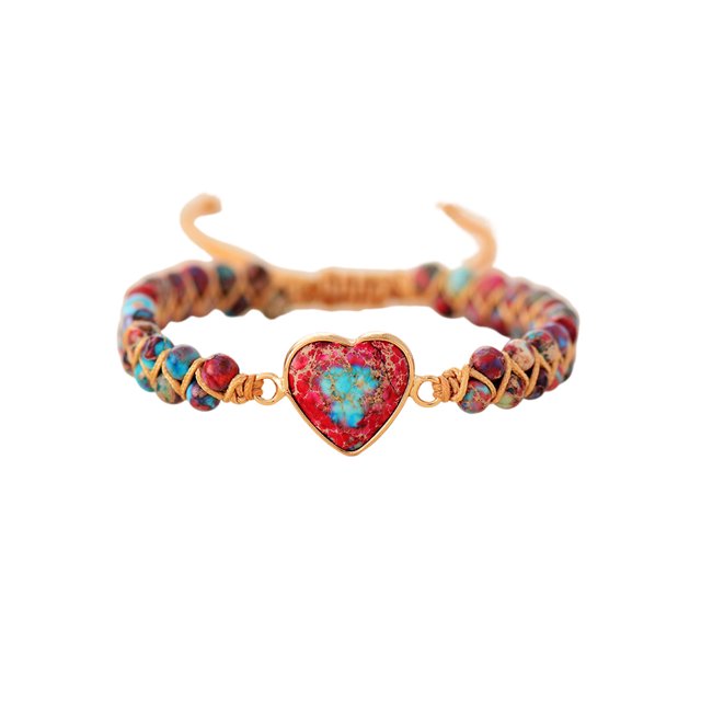 Sonducket de mujer con forma de corazón, dije de piedras preciosas naturales, pulseras hechas a mano con dije de corazón de piedra Natural Ropa, zapatos y accesorios Miscelánea Rojo