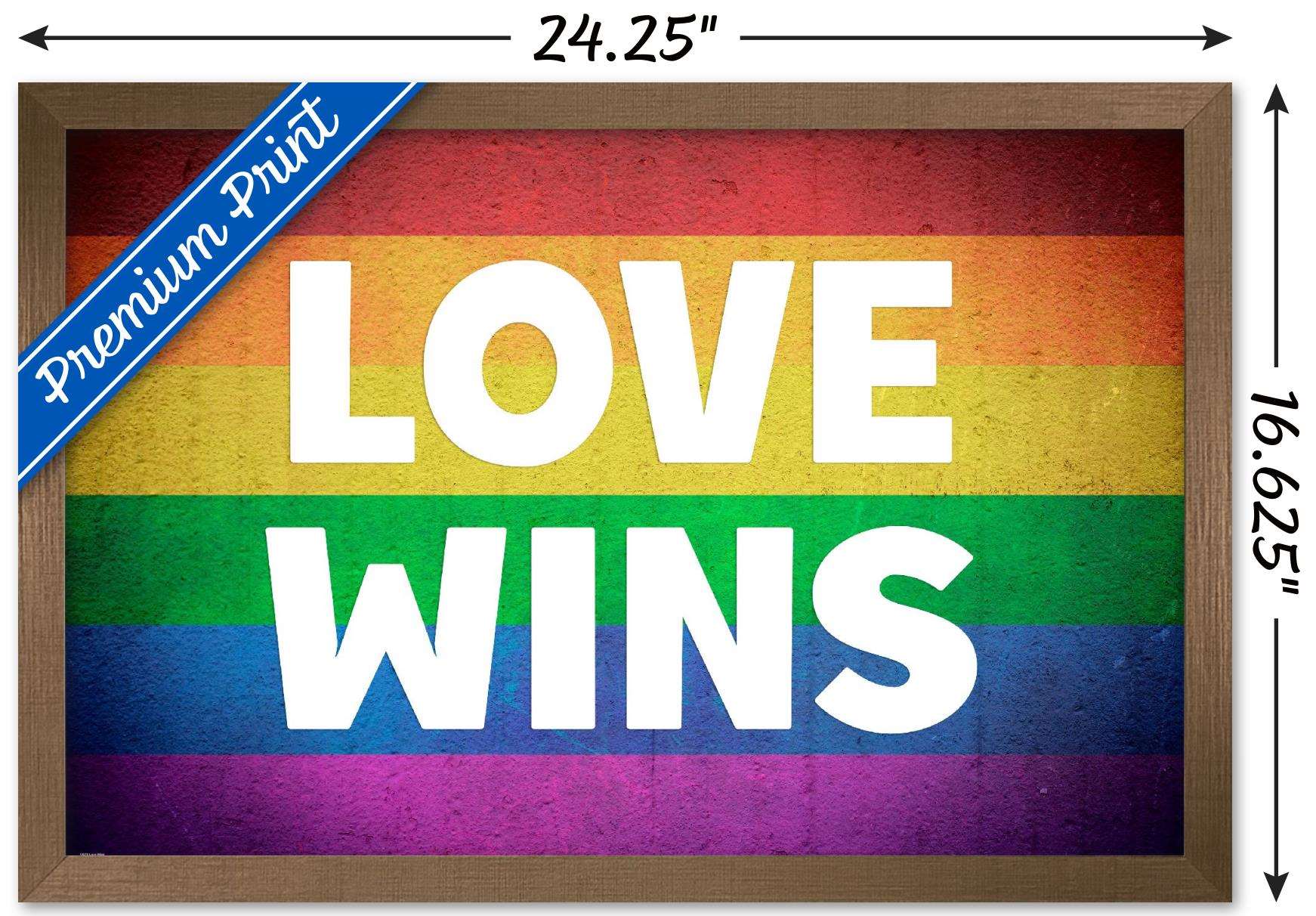 Love Wins Wall Poster, 14.725" x 22.375", Framed