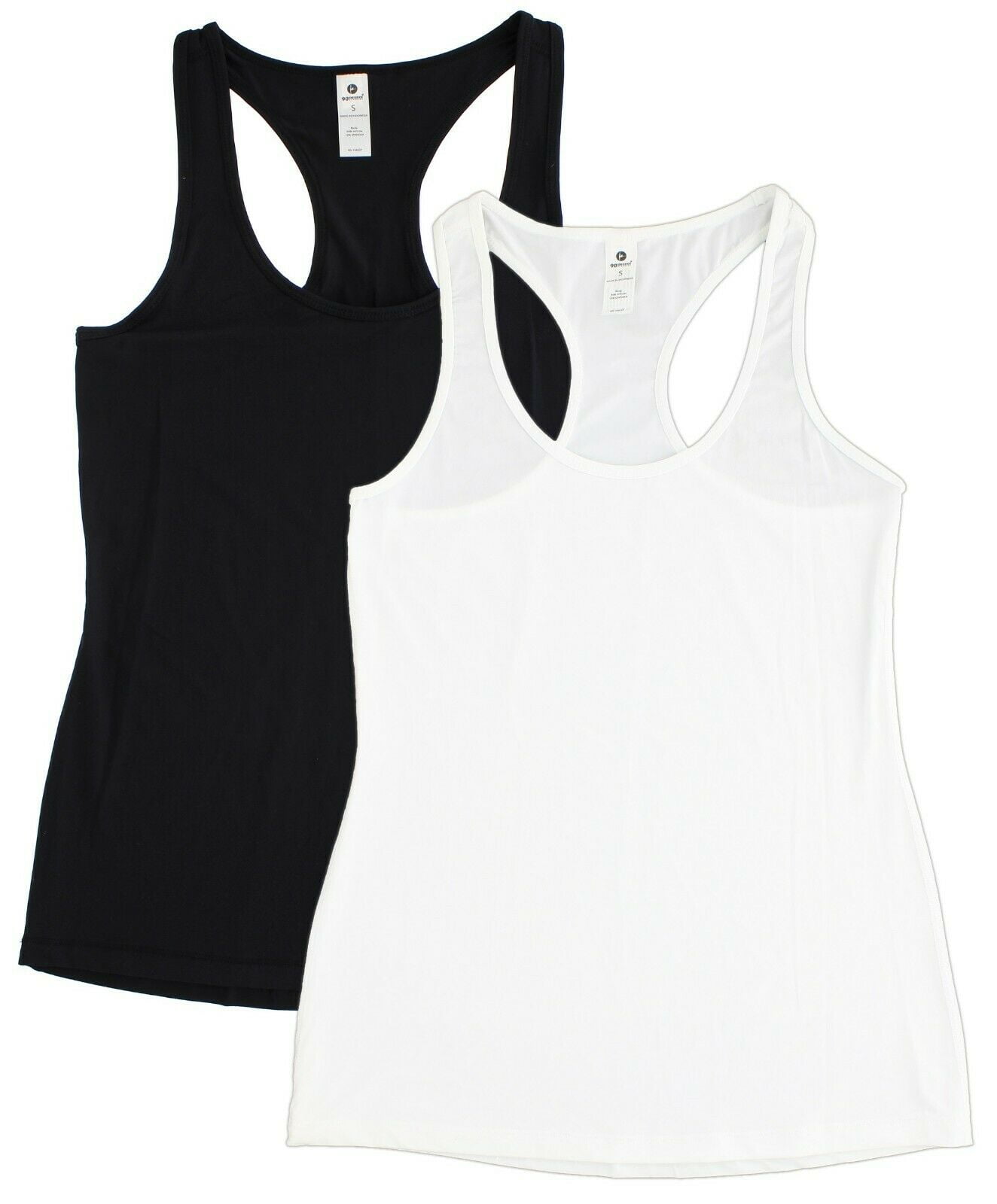 Women's 90Degrees by Reflex 2Pack White/Black Tank Tops Size Small