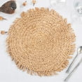 thumbnail image 2 of Fennco Styles Raffia Fringe Placemat 14" Round, Set of 4 - Natural Woven Rustic Table Mat for Home, Dining Room, Banquets, Boho Decor, Family Gathering and Special Occasion, 2 of 4