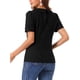 thumbnail image 3 of BLUSA CON COLLAR PETER PAN INSPIRADA EN CHIC PARA MUJERES, CON FLORES JACQUARD Y MANGAS CORTAS PUFF, TOP KAWAII TAMAÑO S NEGRO, 3 of 6