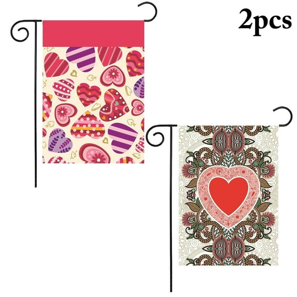 Bangcool 2PCS Garden Flag Fashion Print Garden Decor Flag House Flag for Valentine's Day