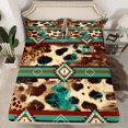 thumbnail image 2 of Castle Fairy Farmhouse Animal Cow Print 3Pcs Twin Sheet Sets for Boys Girls Teens,Abstract Aztec Twin Fitted Sheet,Southwestern Style Breathable Flat Sheet,Microfiber Bedroom Decor, 2 of 7