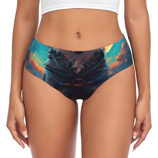Balery Starry Sky Moon Wolf Leader Ropa Interior de Algodón para Mujer con Dibujo – Braguitas Cómodas y Elásticas, Estilo Clásico-X-Large