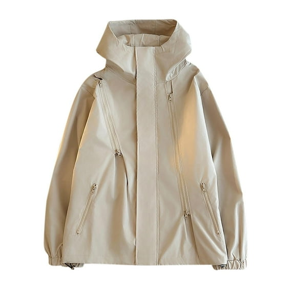 Men's Casual Jacket Loose Solid Color Outdoor Sprinter Long Sleeved Hooded Casual Jacket/jacketKhaki Jacket Cheap Gentlemen Long Jacket Mens Fleece Jacket