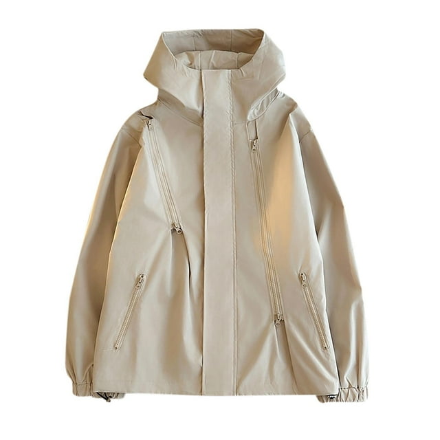 Veste Légère à Capuche pour Hommes; Coupe-Vent Pliable avec Fermetures Éclair Résistantes à l'Eau; Veste Extérieure Respirante pour Randonnée, Voyage, Camping et Cyclisme; Manteau Décontracté Toutes Saisons