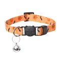 thumbnail image 2 of 1‑Pc Halloween Printed Pet Collar with Bow & Bell, Orange, 7‑11In Adjustable Detachable Polyester Collar for Cats Small Dogs, 2 of 3