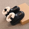 thumbnail image 5 of Kids Ankle Boots Winter Fleece Lined Faux Leather Booties Round Toe Soft Sole Comfortable Warm Boots Black 10 Little Kids, 5 of 6